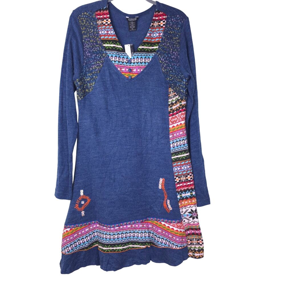 Moka Sport Beaded Sweater Dress Tunic made in India, Size XL, NWT